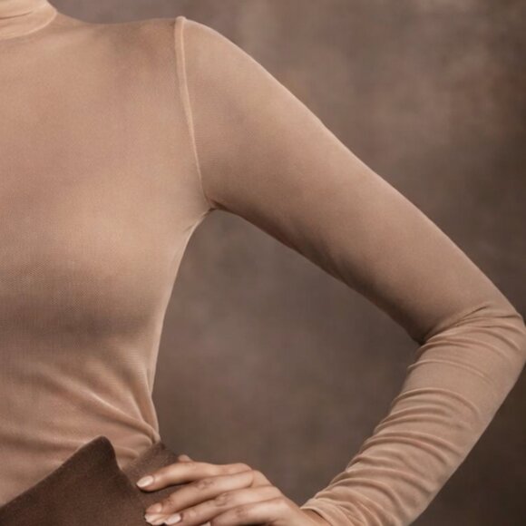 NWOT Mesh Sheer Long Sleeve Bodysuit Body Shaper - Picture 3 of 8